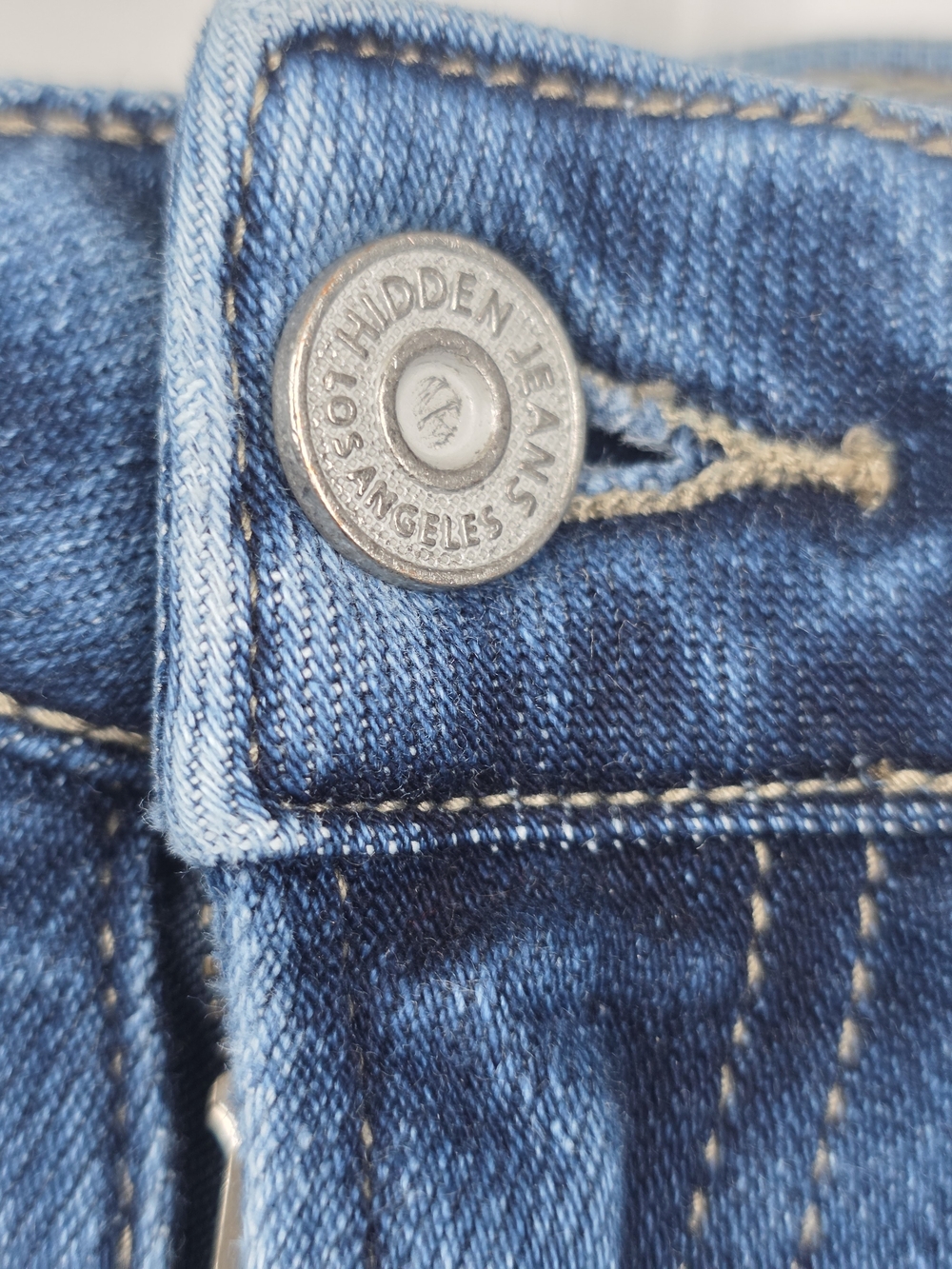 HIDDEN LOS ANGELES High Rise Raw Hem Flare Jeans Sz 28w/26L Dark Wash Ankle Crop - Picture 4 of 14